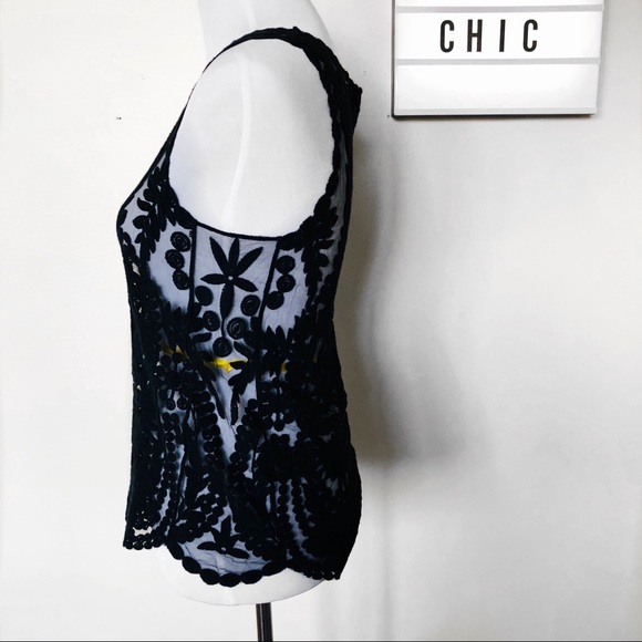 Silence+Noise Embroidery Black Tank-top Mesh Small - Picture 3 of 8